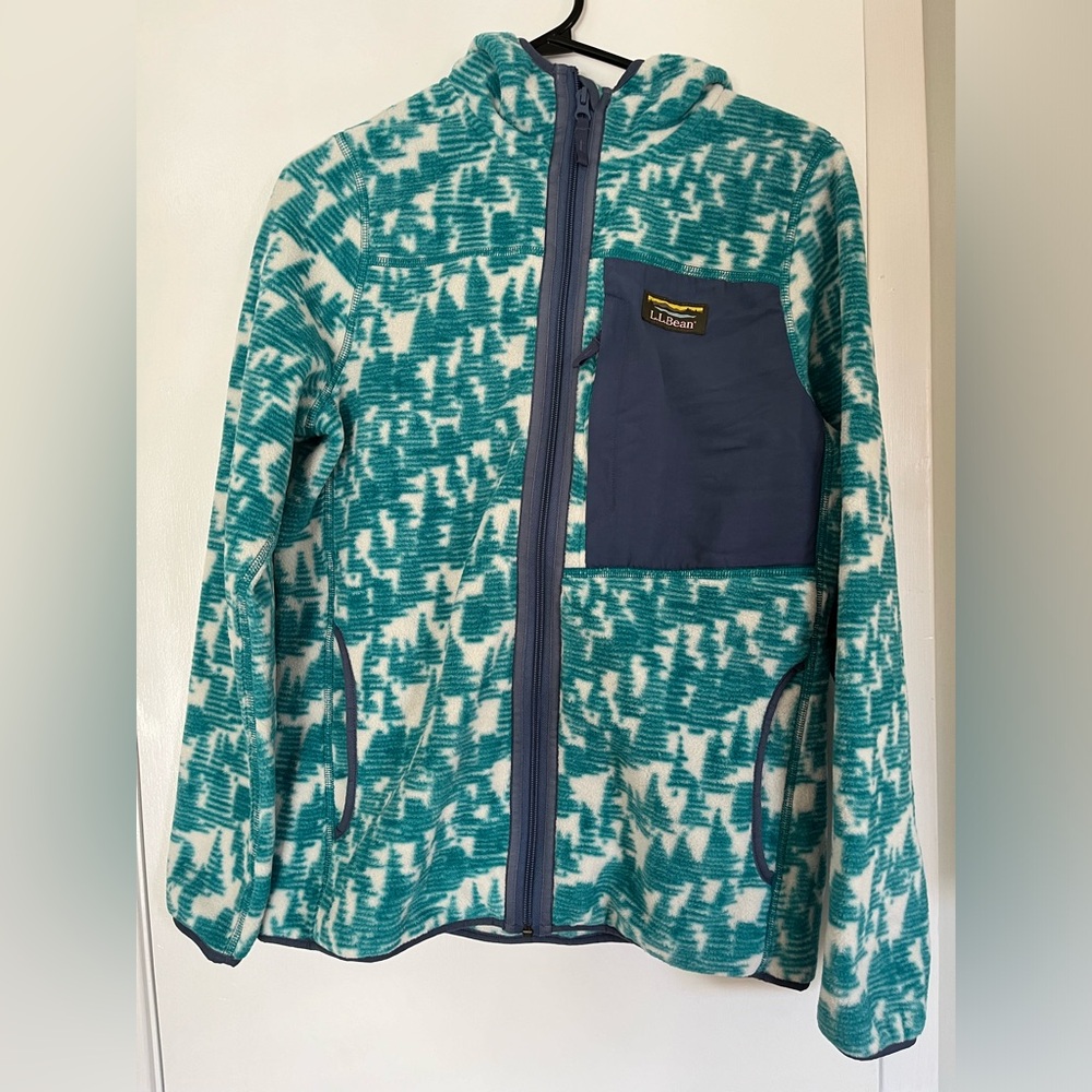L.L. Bean Women's Mountain Classic Fleece Hoodie, AOP Tree Print, Small